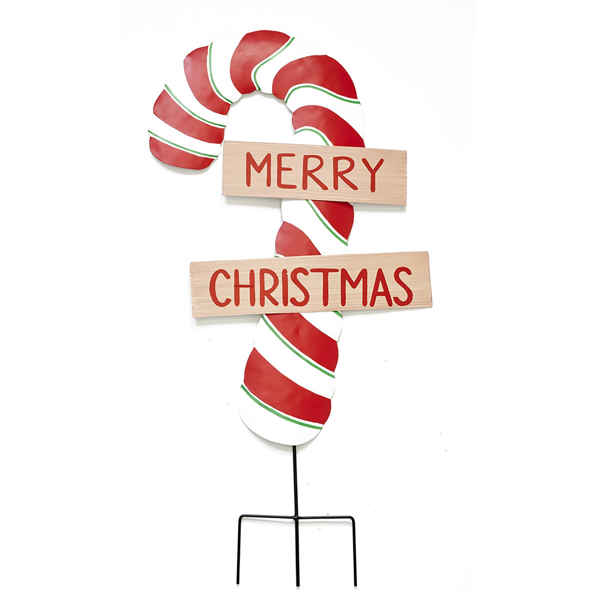 30" Merry Christmas Candy Cane Yard Stake